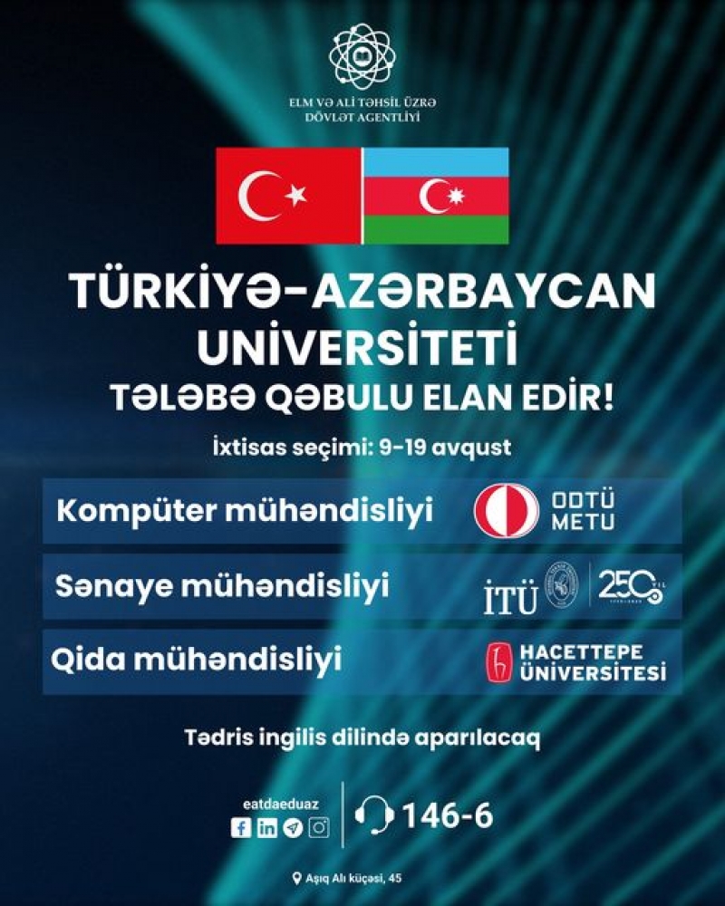 Türkiyə-Azərbaycan Universiteti tələbə qəbulu elan edir!