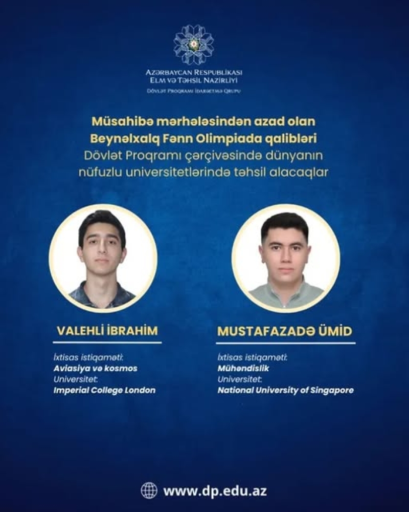Kaspi Liseyinin məzunu  "İmperial College London"da oxuyacaq